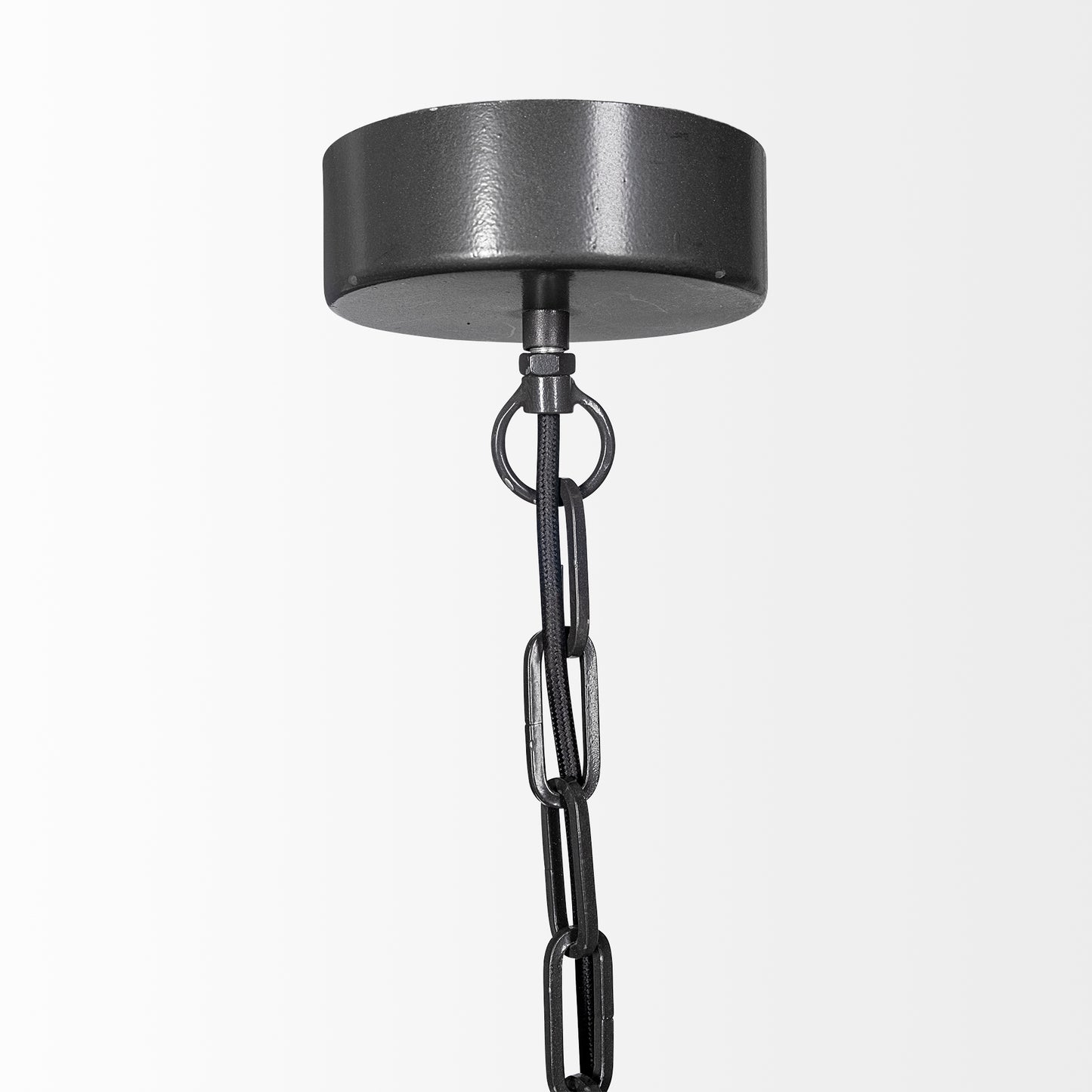 Nick Black Wooden Bead Bowl-Style Four Bulb Chandelier