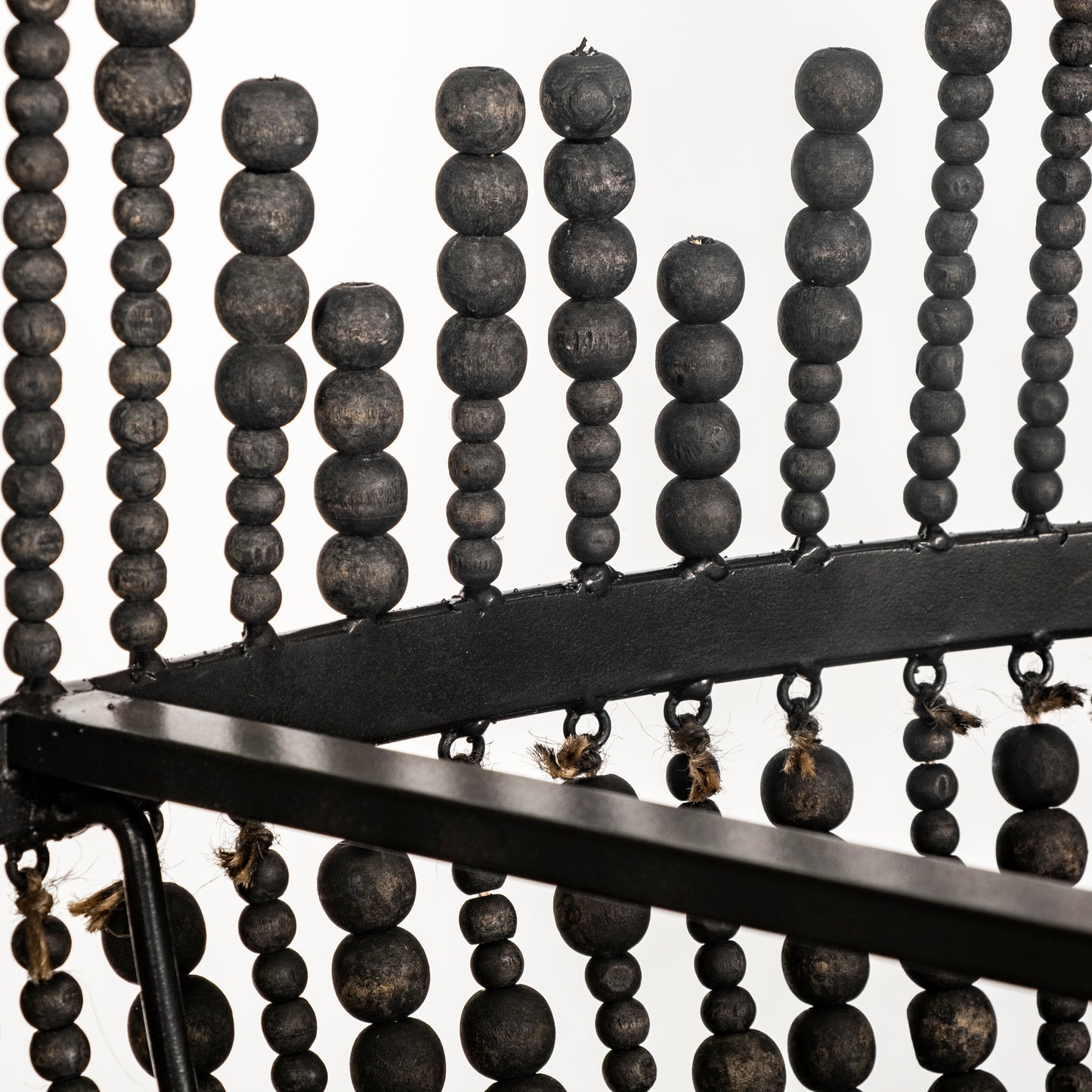 Nick Black Wooden Bead Bowl-Style Four Bulb Chandelier