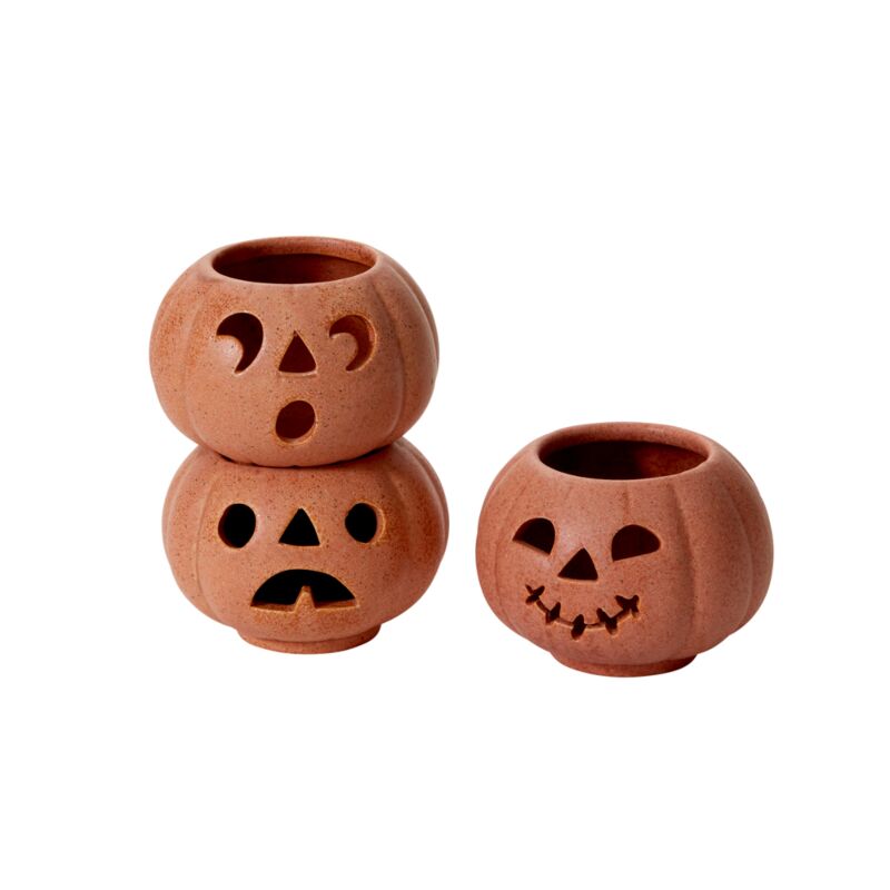 Grinning Pumpkins Votive - Set of 3